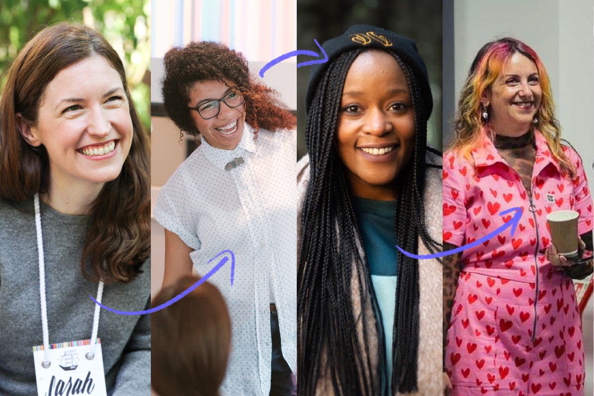 Photos of the past CreativeMornings/Cardiff hosts; Sarah Burley, Melin Edomwonyi, Keshia Firth, and Emina Redzepovic.