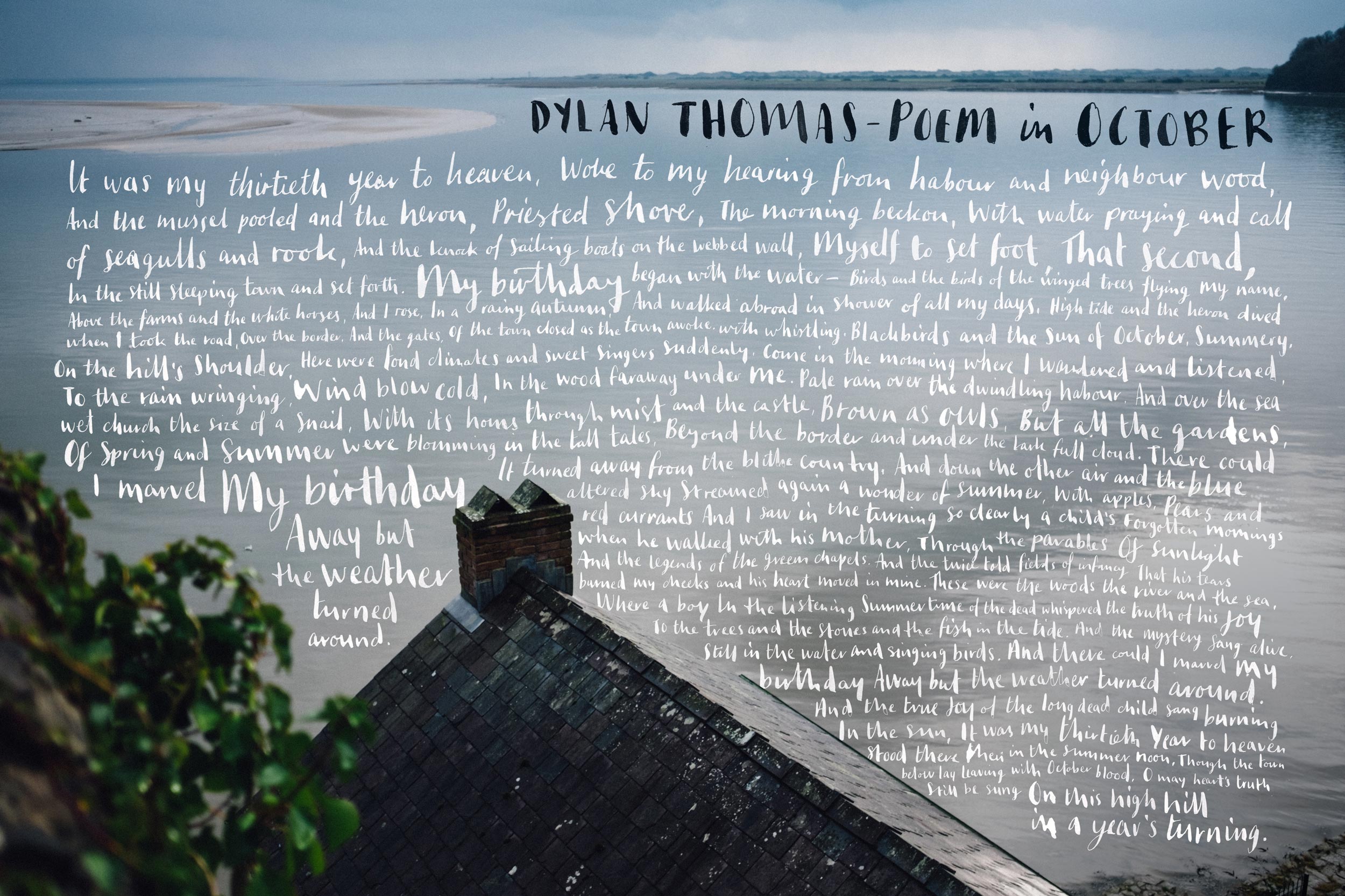 Dylan Thomas Calligraphy Typography Poem 