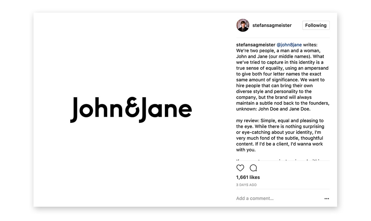 Instagram John & Jane Logo Typography Ampersand Stefan Sagmeister